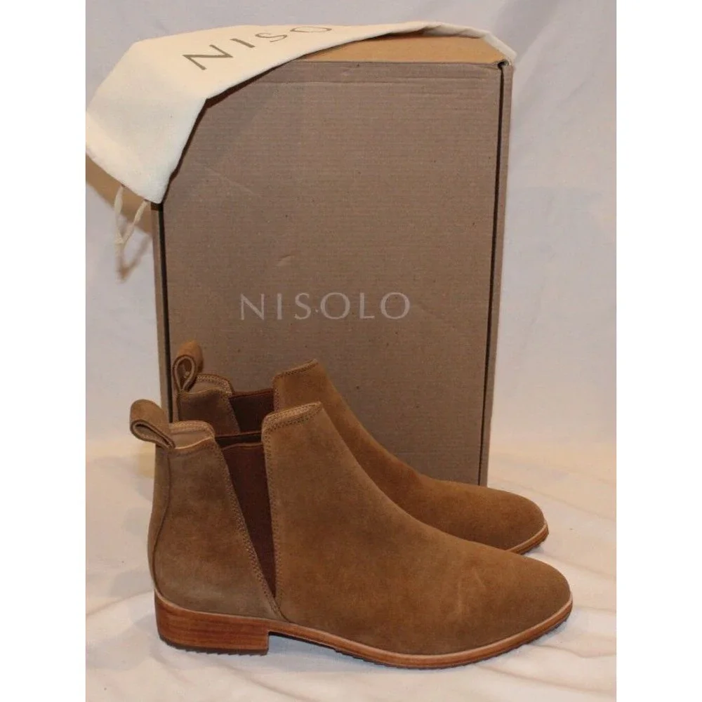 NISOLO Eva Chelsea Boot Classic‎ Taupe Suede Ankle Boots Size 8 NIB $228